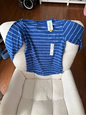 Cat & Jack Blue & White Striped Long Sleeve Kids Top